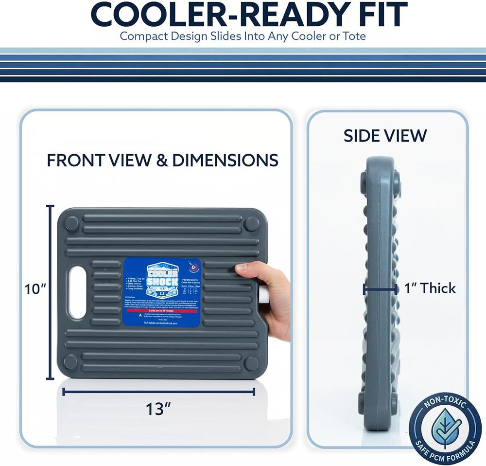 Cooler Shock Hard Case Ice Packs, Dark Gray, 2 Pack — view 3