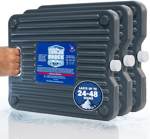 Cooler Shock Hard Case Ice Packs, Gray, 3 Pack