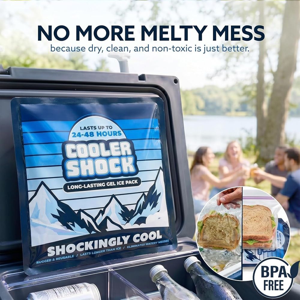 Cooler Shock Prefilled Gel Ice Packs, Medium 10" x 10", 2 Pack — view 4