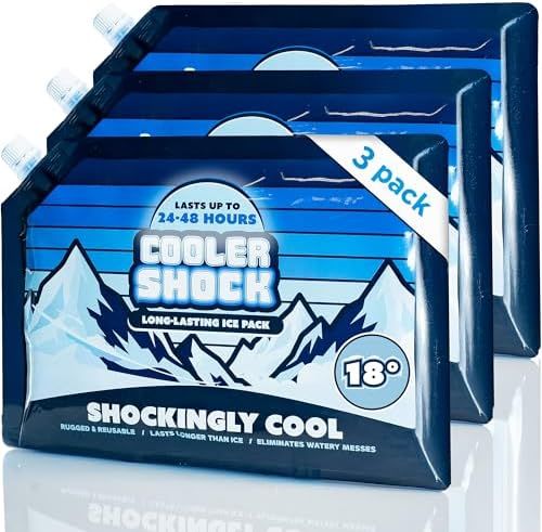 Cooler Shock Screw-Top Ice Packs, Large 14" x 10", 3 Pack
