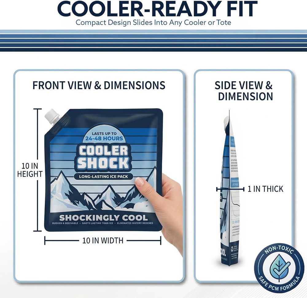 Cooler Shock Screw-Top Ice Packs, Mid-Size 10" x 10", 4 Pack — view 3