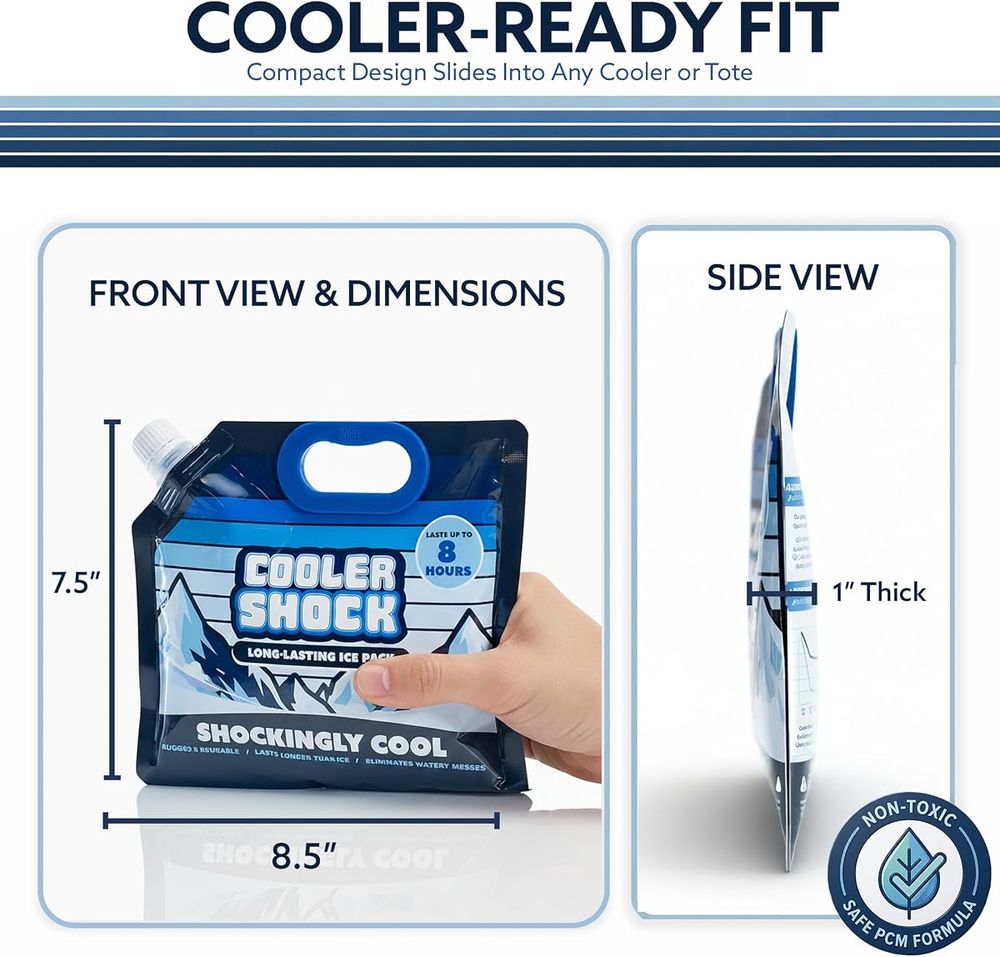 Cooler Shock Screw-Top Ice Packs, Small 8.5" x 7.5", 5 Pack — view 3
