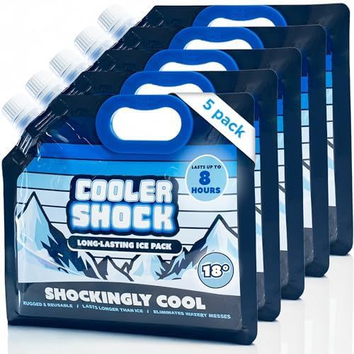 Cooler Shock Screw-Top Ice Packs, Small 8.5" x 7.5", 5 Pack