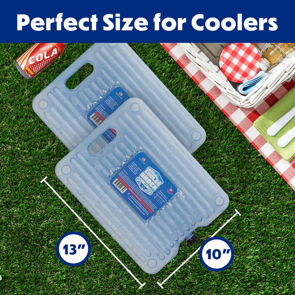 Cooler Shock 13 by 10 inch hard ice pack size
